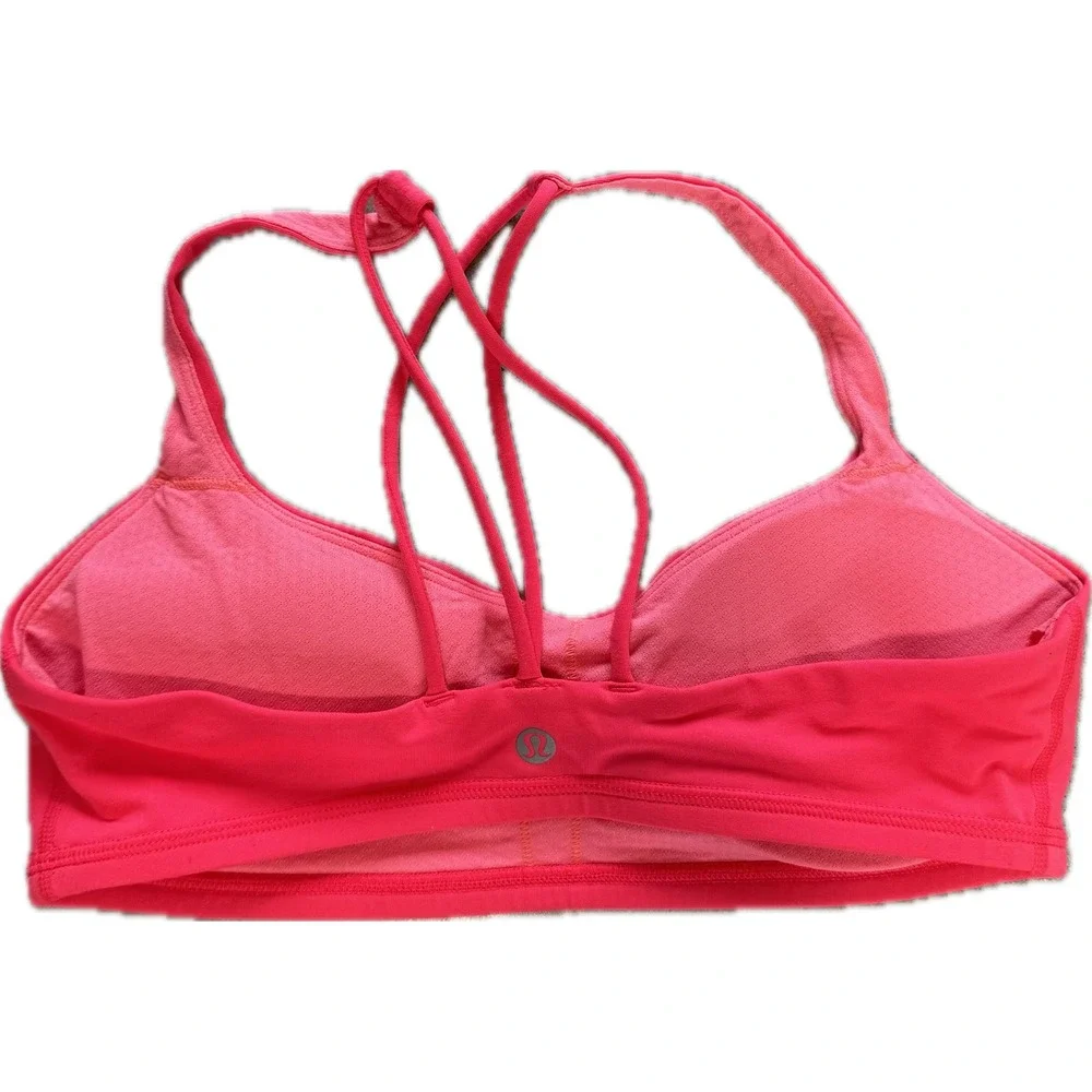 Lululemon Orange Neon Pink Strappy Sports Bra Athletic Workout Yoga‎ Sz S/M